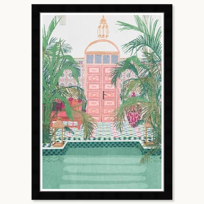Wynwood Studio Jade Baths Framed Trendy Maximalist Decor 1 Piece Canvas Wall Art