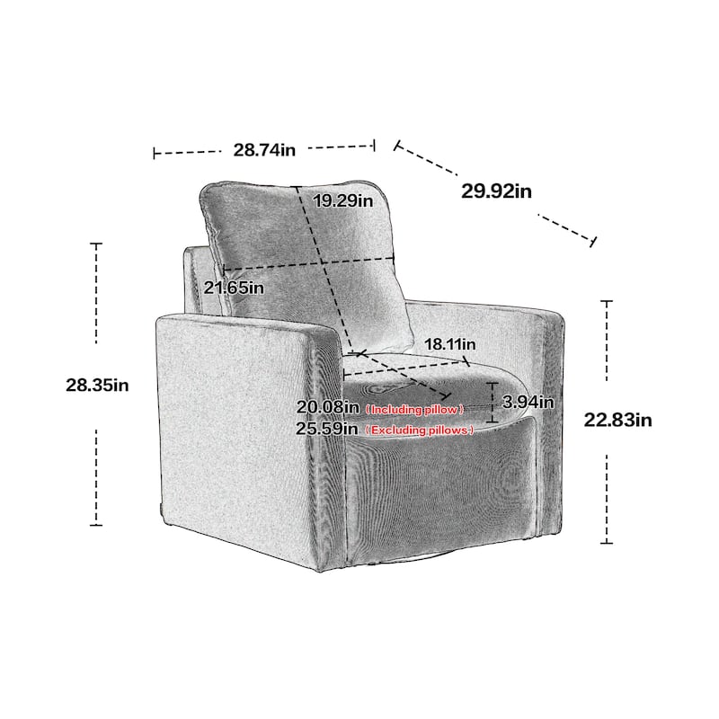 Velvet Upholstered 360 Degree Swivel Accent Sofa Chair with a pillow