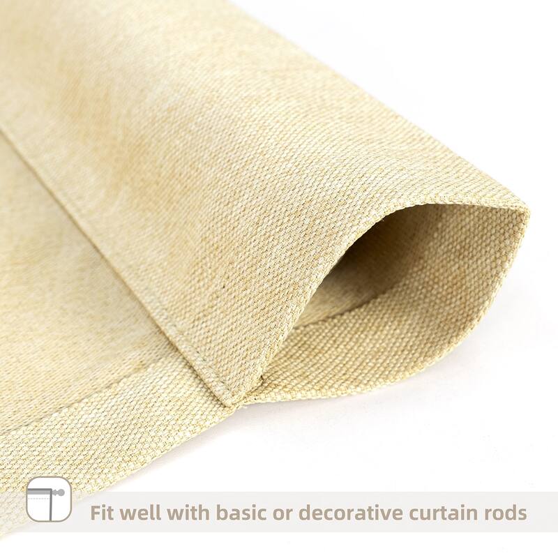 DriftAway Faux Linen Textured Solid Color Blackout Tie Up Curtain for Kitchen Adjustable Balloon Rod Pocket Window Curtains