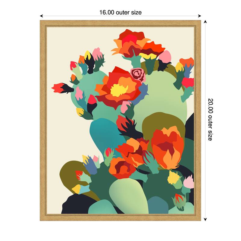 How Cactus Got Its Groove Back by Uma Gokhale Framed Canvas Wall Art Print - Sylvie Bright Gold - 16 x 20 in