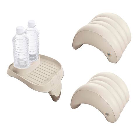 Intex Attachable Cup Holder & Refreshment Tray & Inflatable Headrest (2 Pack) - 1