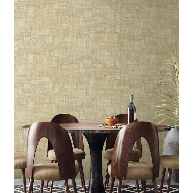 Seabrook Designs Woven Blocks Embossed Vinyl Unpasted Wallpaper