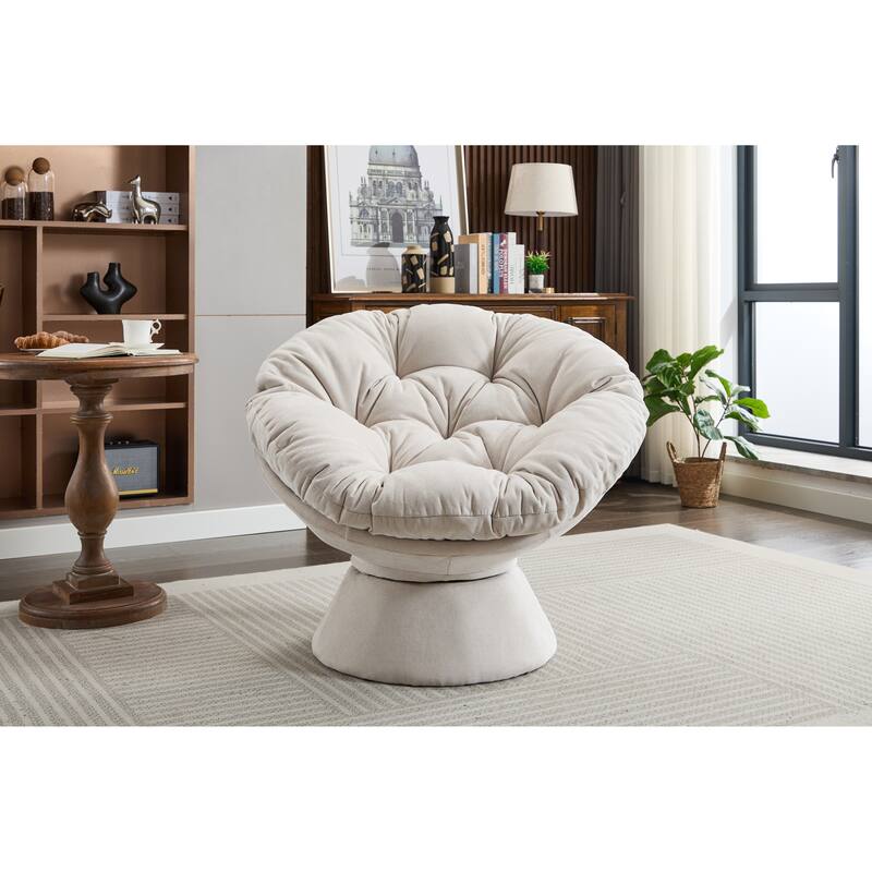 Oversized Swivel Accent Chair, 360-Degree Swivel Barrel Chair, Papasan Chair for Living Room and Bedroom Comfort