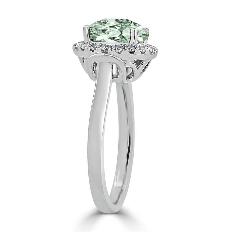 Auriya 2 1/5ct Round Green Amethyst and Halo Diamond Engagement Ring 1/4ctw 14k Gold