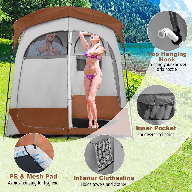 Goplus 2 Room Shower Tent Oversize Privacy Shelter Portable Dressing - See Details