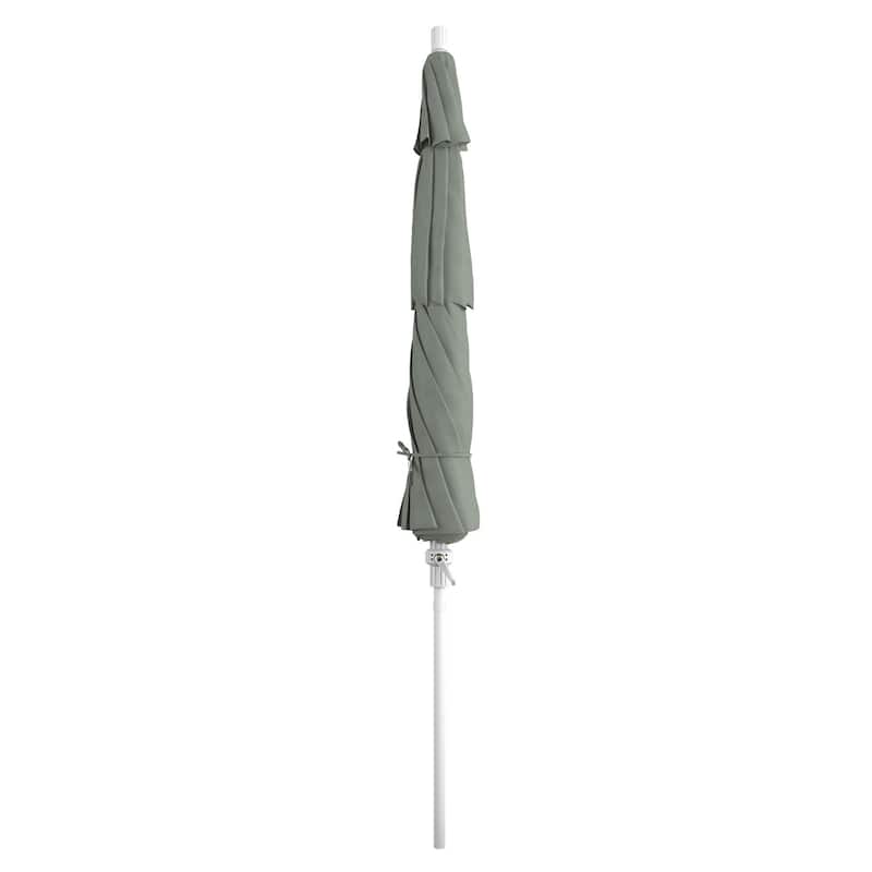 California Umbrella 11' Sun Master Patio Umbrella White Aluminum Pole Fiberglass Ribs Crank Lift Tilt Sunbrella Pacific Blue