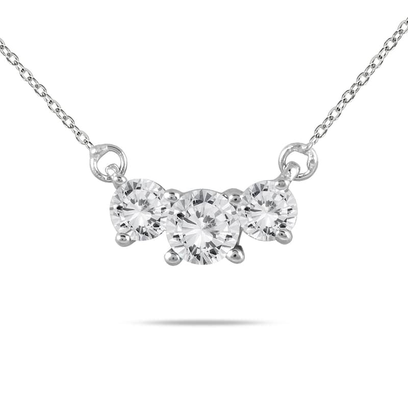 Marquee 1 Carat TW Three Stone Diamond Pendant in 14K White Gold