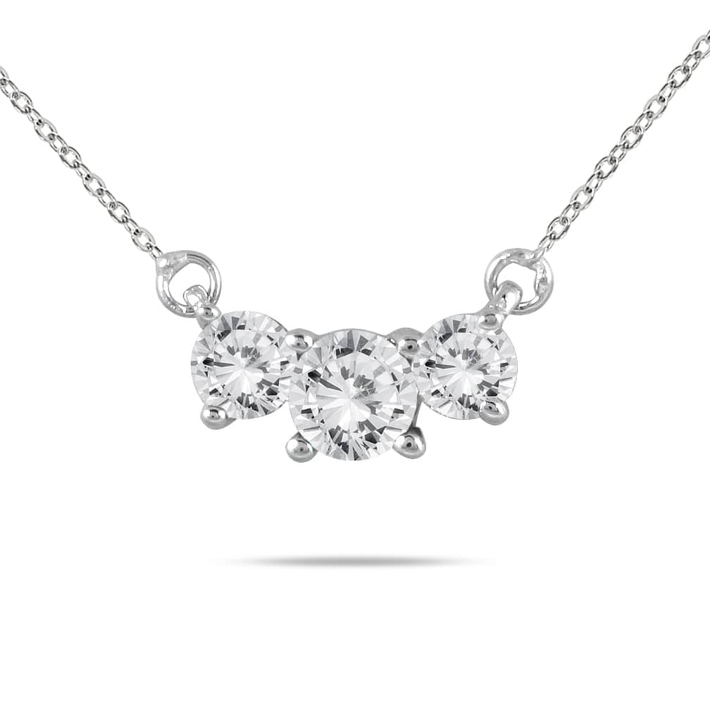 Marquee 1 Carat TW Three Stone Diamond Pendant in 14K White Gold