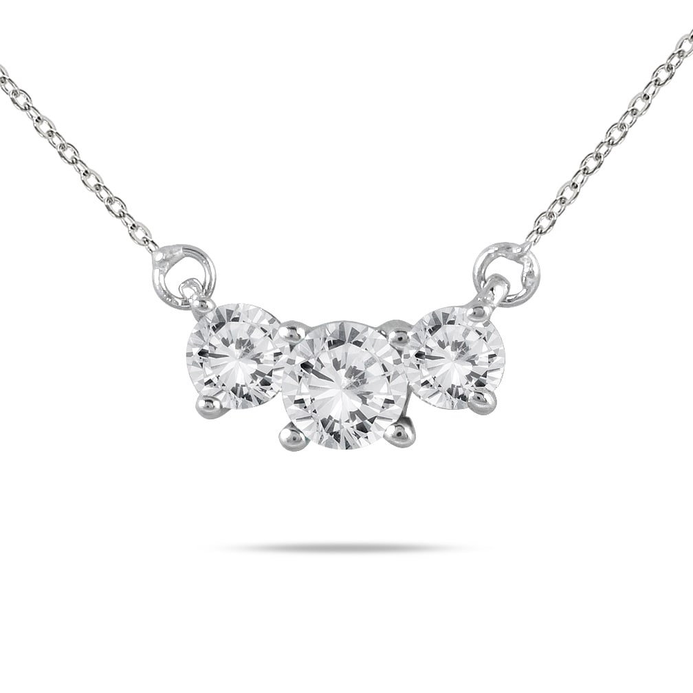 Marquee 1 Carat TW Three Stone Diamond Pendant in 14K White Gold