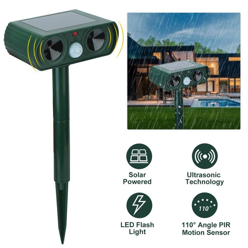 Solar Powered Motion Sensor Repellent IPX4 Waterproof Outdoor - Green