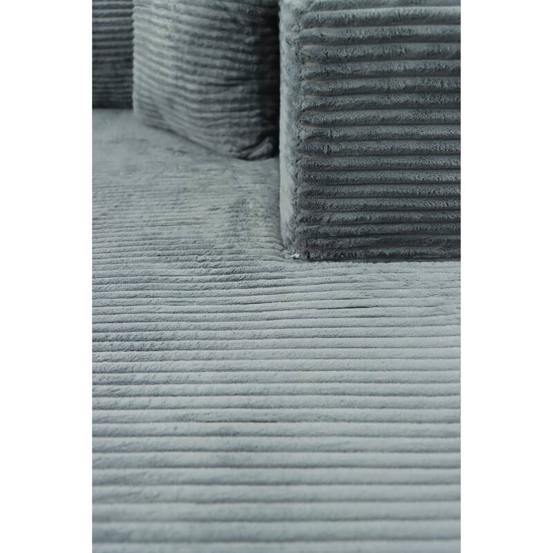 L-Shaped Modular Sectional Sofa with Chaise Lounge, Corduroy Upholstered Cloud Couch, Deep Seat Sofa with 2 Pillows