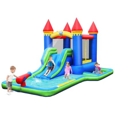 Gymax Inflatable Bouncer Climbing Slide Bounce House Water Park