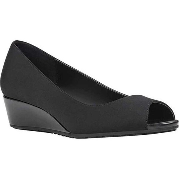 womens black peep toe wedges