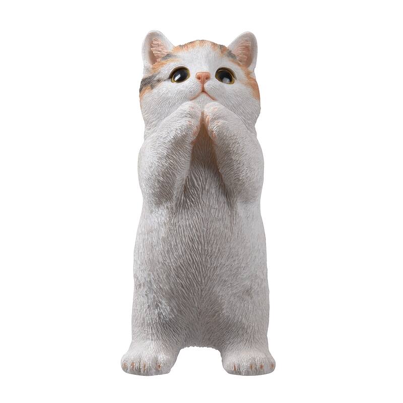 7" H Calico Cat Kitten Statue Praying