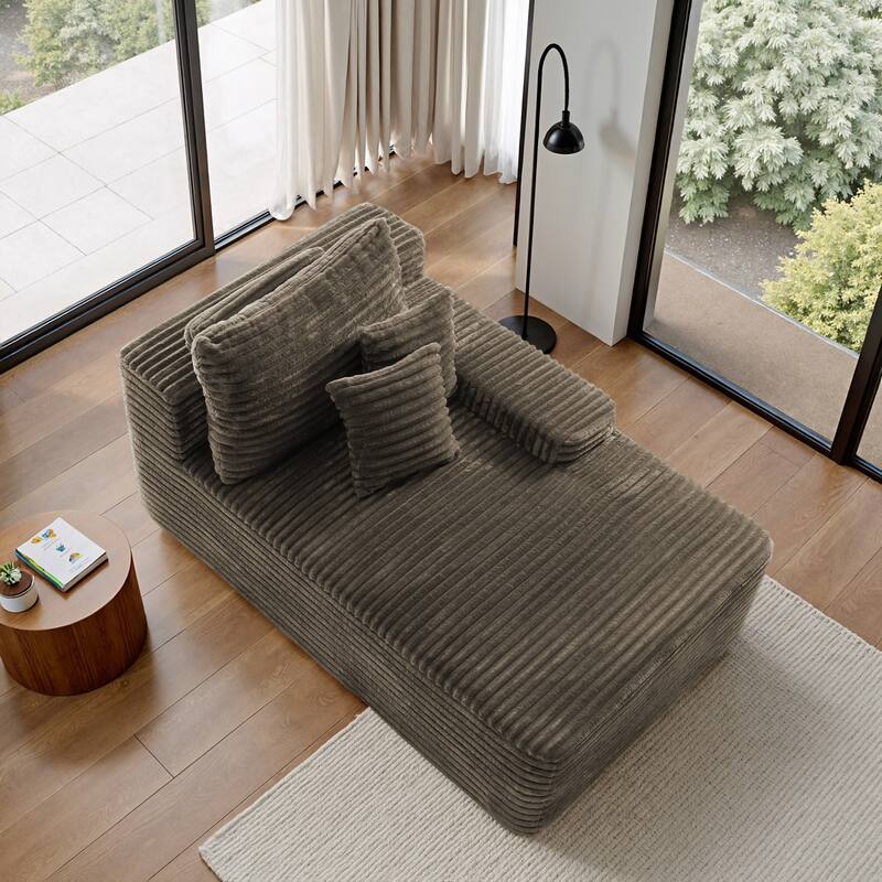 Oversized Upholstered Modular Sectional Chaise Lounge with Pillows