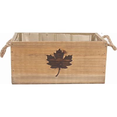 Brown With Burnt Maple Leaf Design Crate
