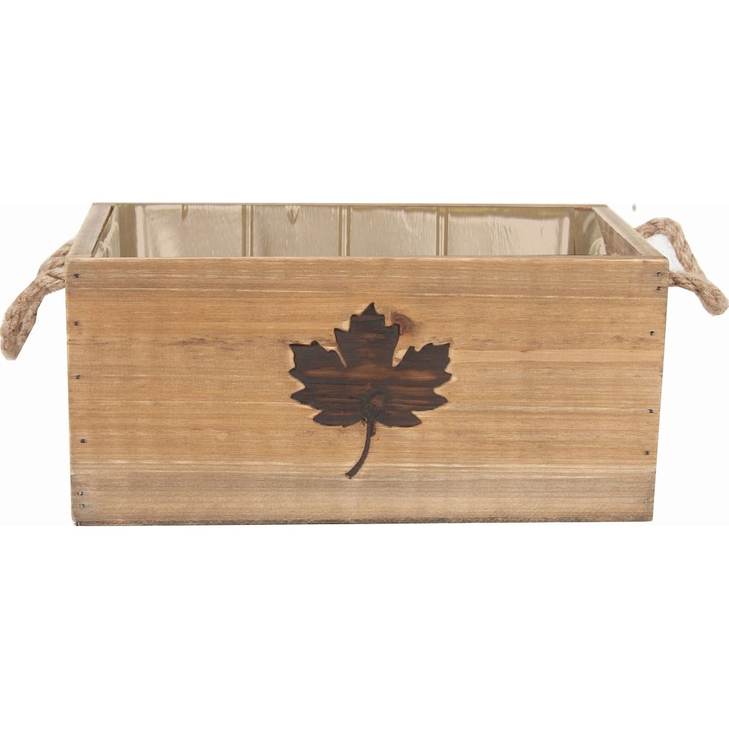 Brown With Burnt Maple Leaf Design Crate