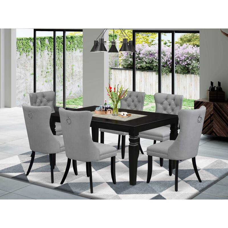 East West Furniture Dining Table Set Includes a Rectangle Wooden Table and Parson Chairs, Black (Pieces Options) - LGDA7-BLK-27