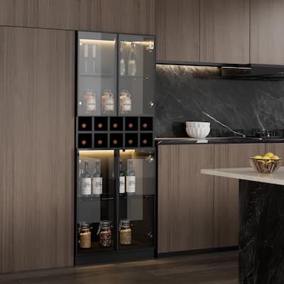 Bar Cabinet Wine Cabinet Rack Display Shelves with LED Lights