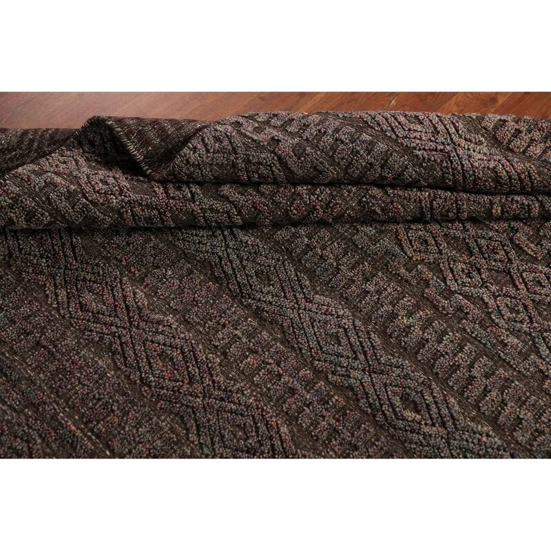 Brown Moroccan Indian Area Rug Handmade Wool Carpet - 5'1" x 8'1"