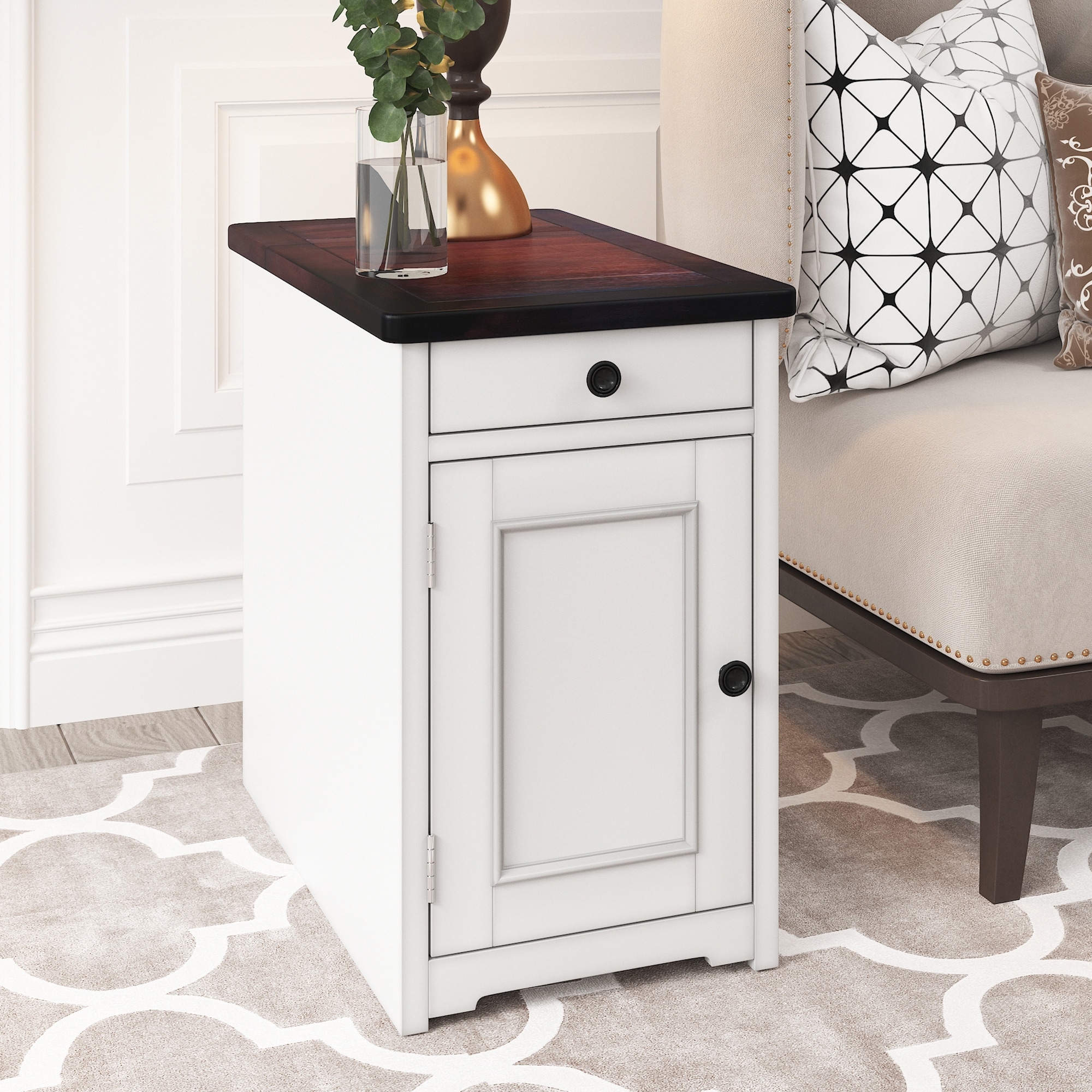 Livingroom End Table Sidetable Nightstand with USB Ports and Drawer