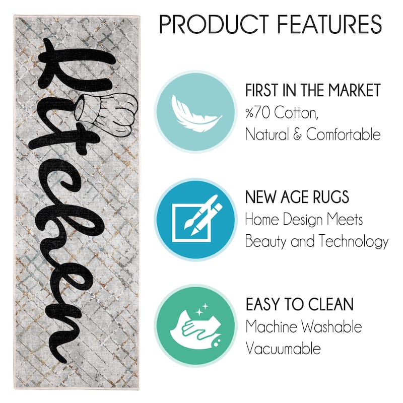 SussexHome Non-skid Ultra-thin Blended Runner Rug - 20" x 59"