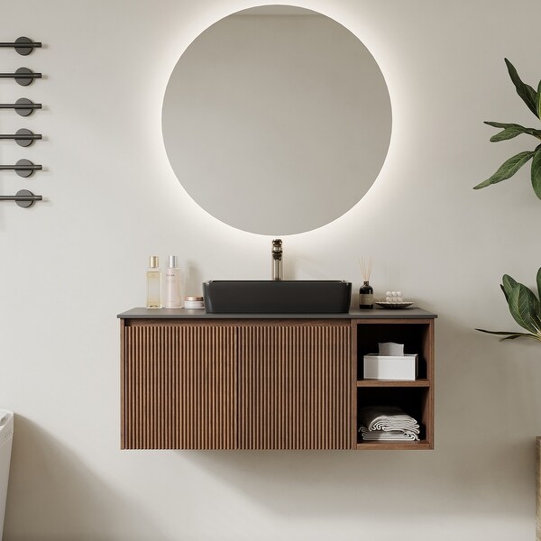 超人気 Bathroom Single 35.83'' Vanity Stone Sintered Glossy with トップス