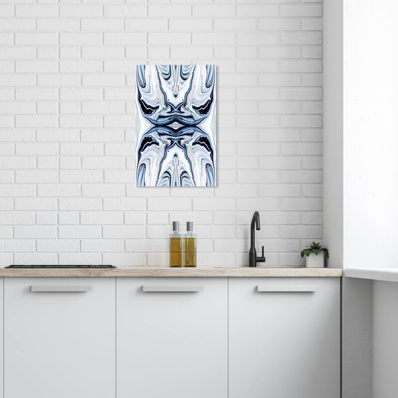 Wynwood Studio Canvas Abstract Deepest Blue White and Modern & Contemporary Wall Art Canvas Print - 24 x 16