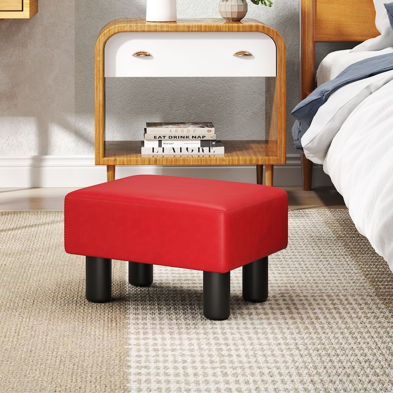 Gymax PU Leather Ottoman Rectangular Footrest Small Stool - See Details