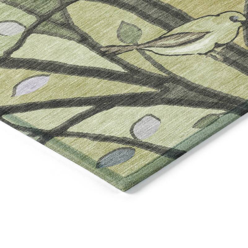 Machine Washable Indoor/ Outdoor Bird Mosaic Chantille Rug