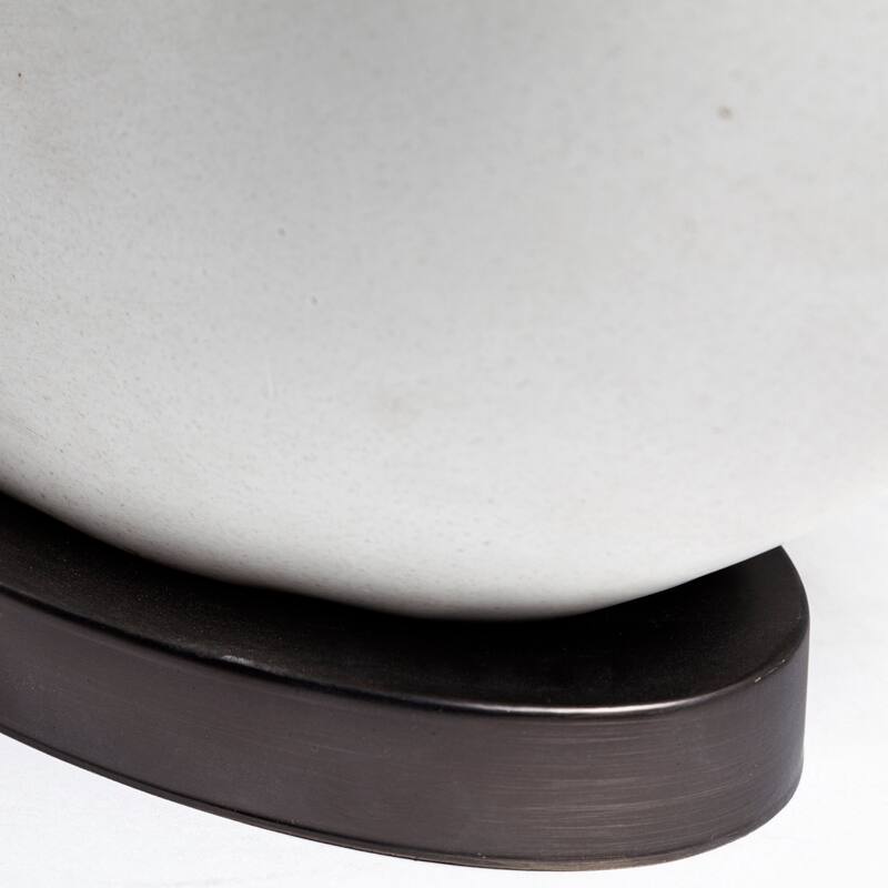 Celtica White Resin Ring-Shaped Base w/Grey Shade Table Lamp
