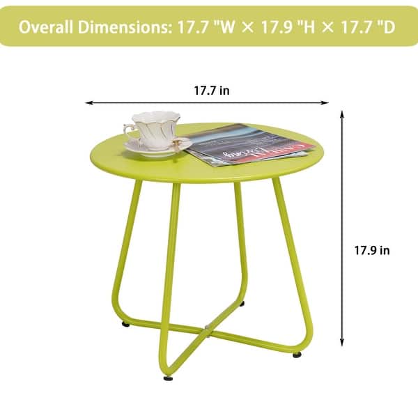 dimension image slide 9 of 12, Clihome Weather-resistant Outdoor Steel Round Side Table