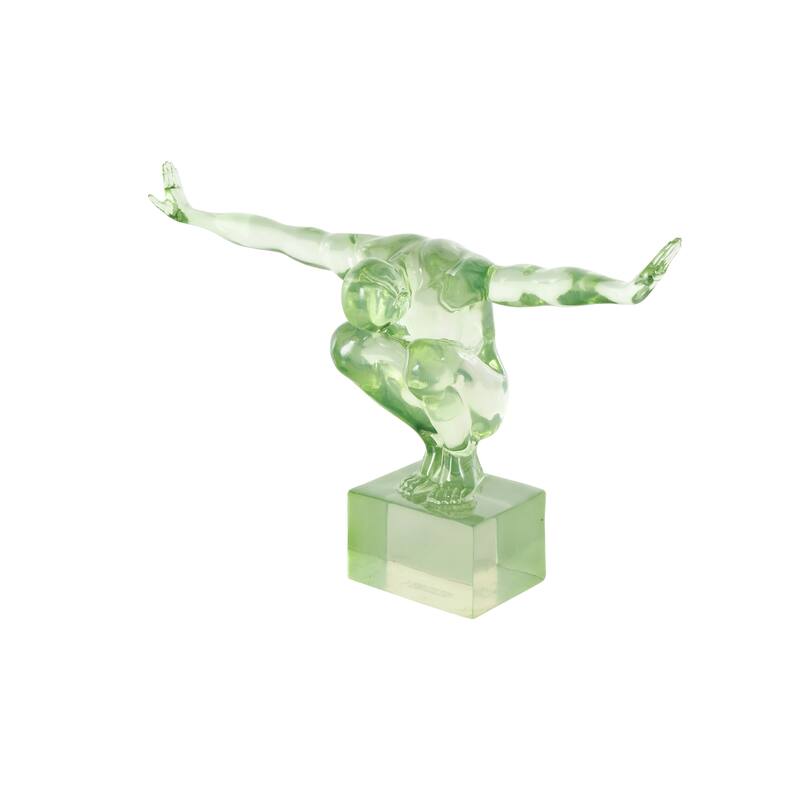 Light Blue, Green or Pink Resin Tinted Posing People Decorative Sculpture