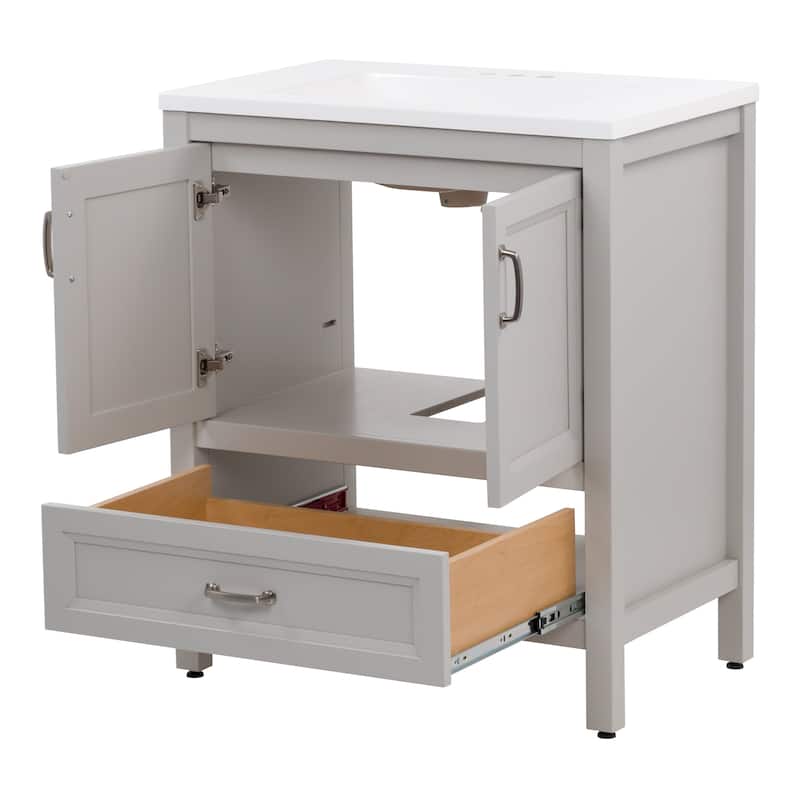 Spring Mill Cabinets Destan 30.5" Bathroom Vanity With 2-Door Cabinet, 1 Drawer, and White Sink Top