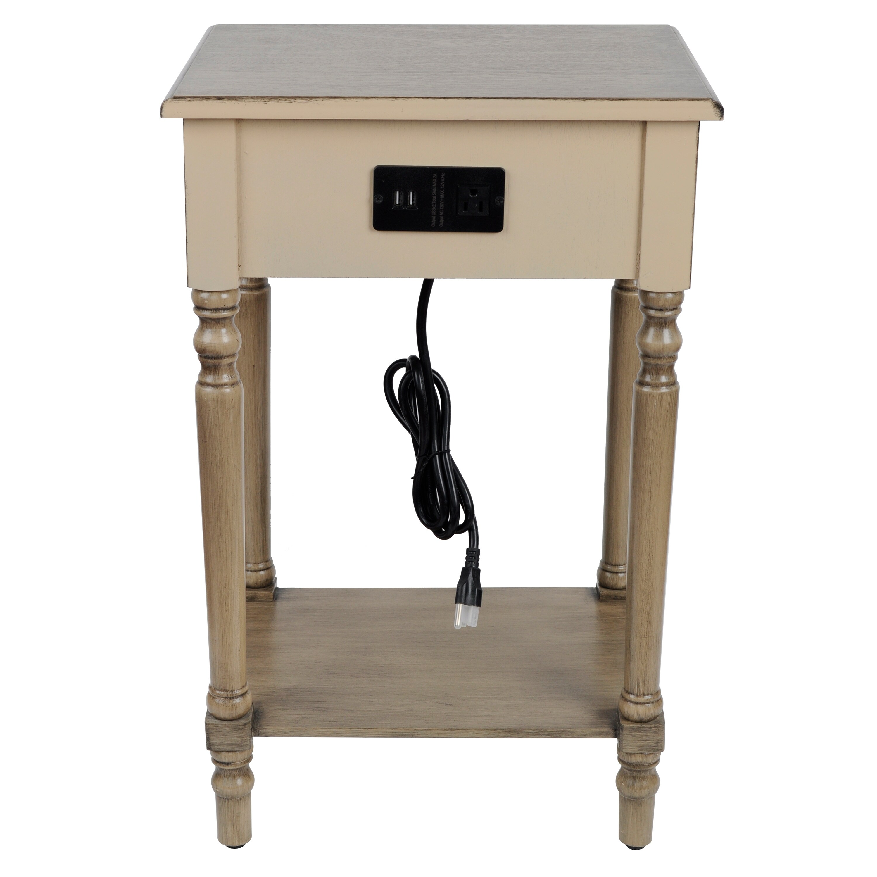 Shop Elian Woven Drawer Front Side Table With Usb And Outlet Overstock 31433894