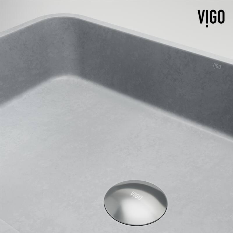 VIGO Cypress 21"L x 14"W Concrete Vessel Sink and Apollo 12"H Faucet Set