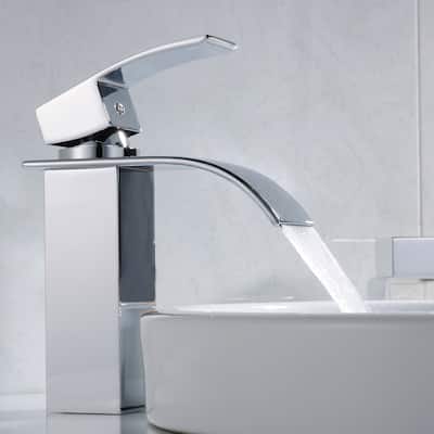 Chrome Single Hole Waterfall Bathroom Sink Vessel Faucet