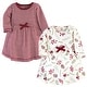 preview thumbnail 1 of 0, Touched by Nature Baby and Toddler Girl Organic Cotton Long-Sleeve Dresses 2pk, Holly Berry 2T - Baby Toddler Holly Berry Long Sleeve