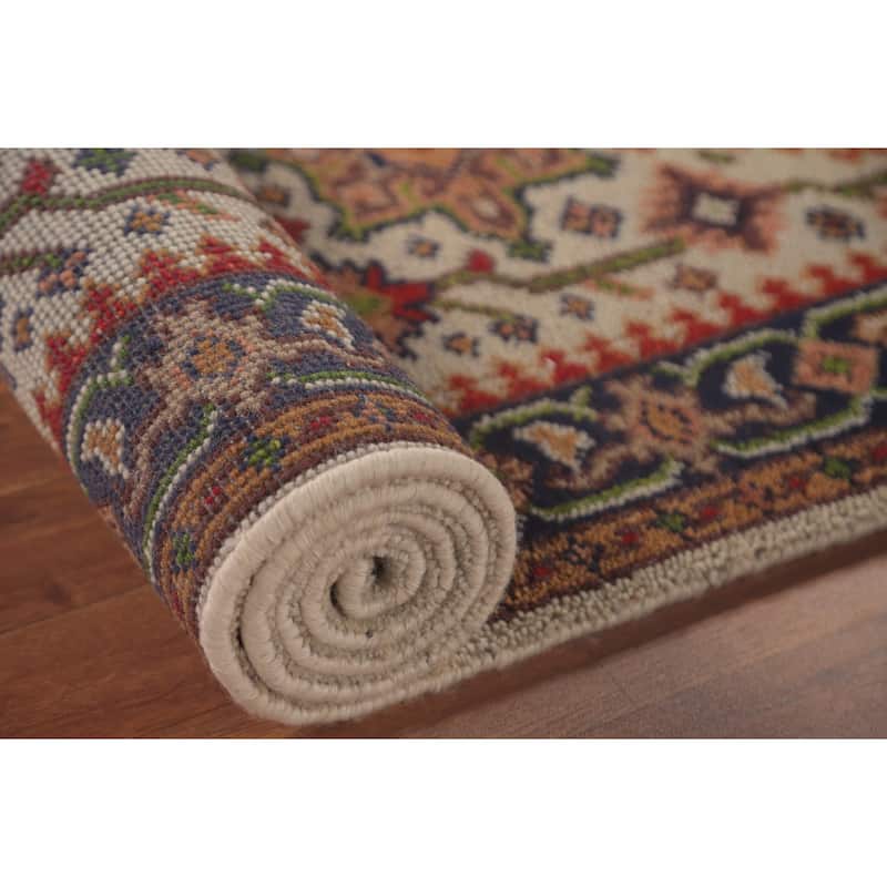 Beige Kazak Runner Rug Hand-Knotted Wool Carpet - 2'7"x 8'1"
