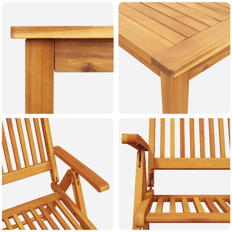 vidaXL 7 Piece Garden Dining Set Solid Acacia Wood Foldable - 31.5 x 31.5 x 29.1