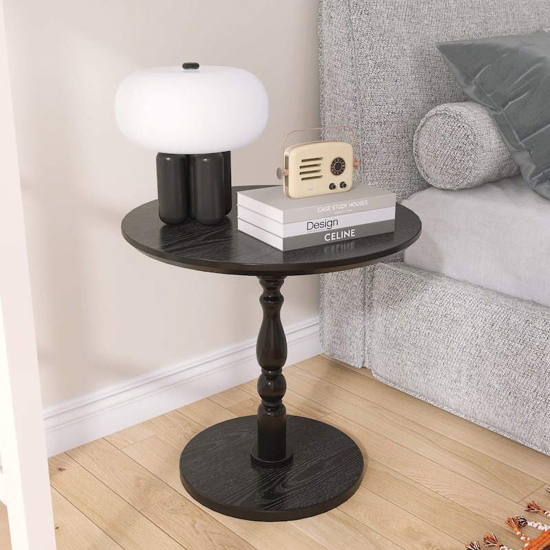 23''Accent Round Table,Round Side Table, Small Table for Small Spaces,Modern Accent Nightstand with Solid Wood Leg