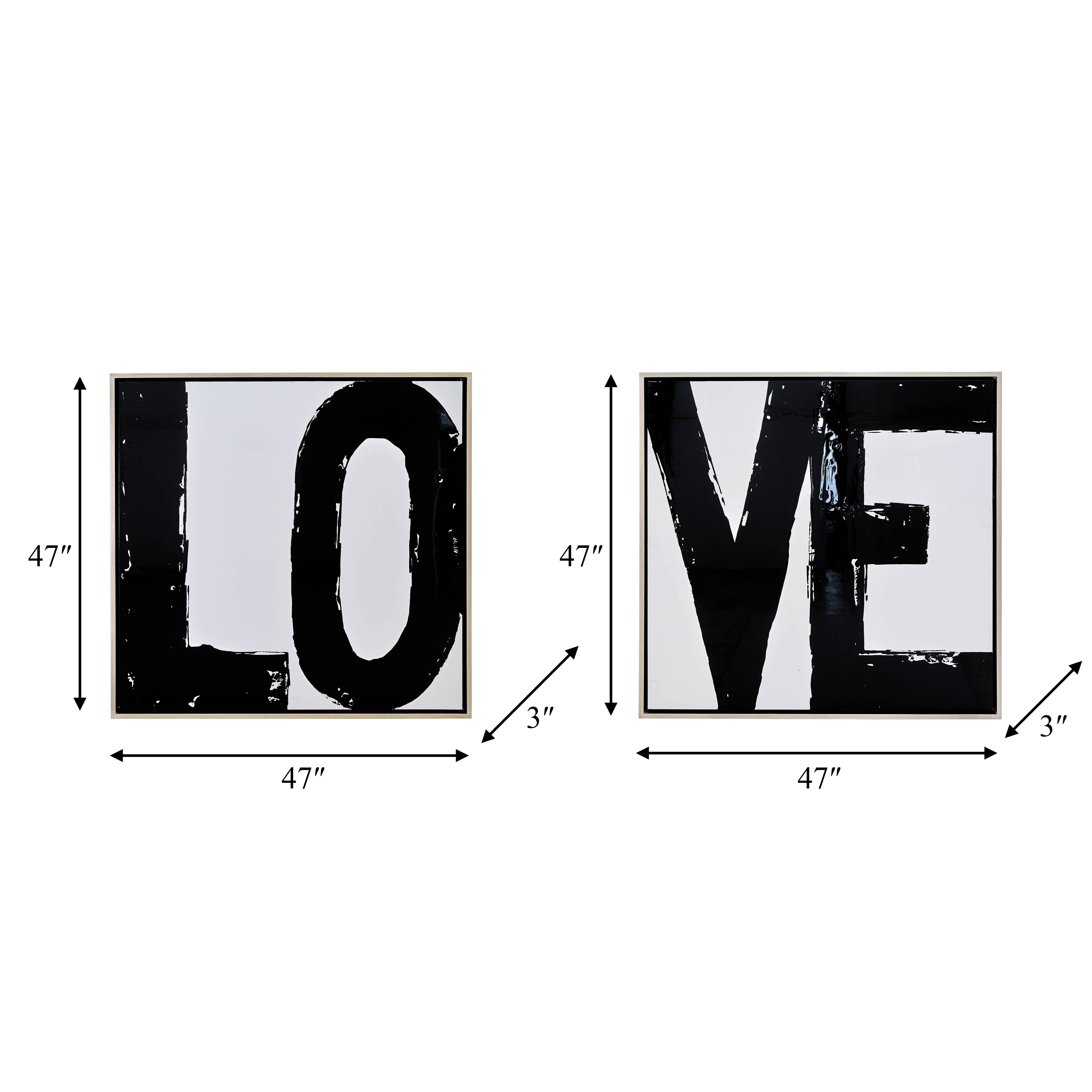 Sagebrook Home Modern Set of 2 Love Pop Art Frames, Black