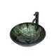preview thumbnail 1 of 28, Artistic Tempered Glass Vessel Bathroom Sink with Faucet and Pop-up Drain Green
