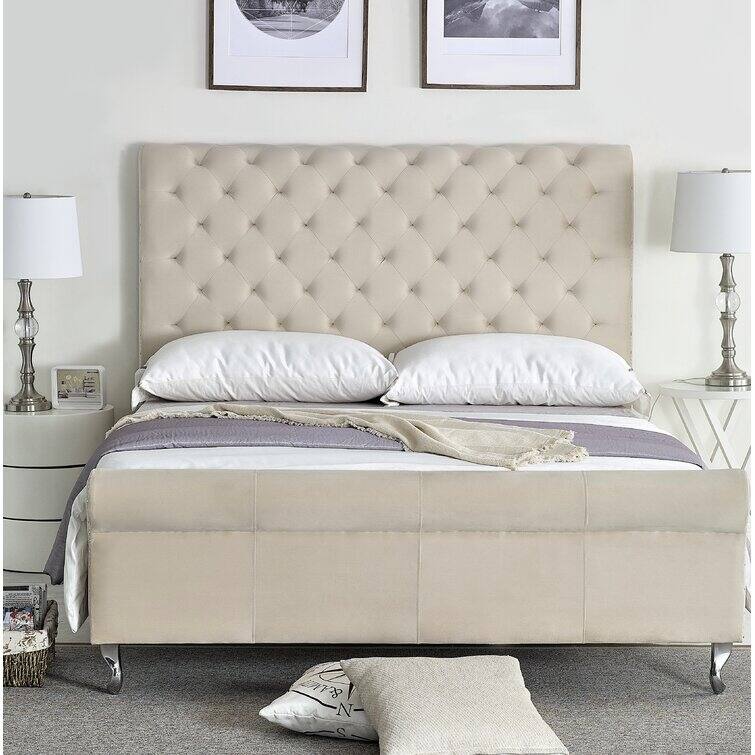 Collinsworth Tufted Low Profile Sleigh Bed