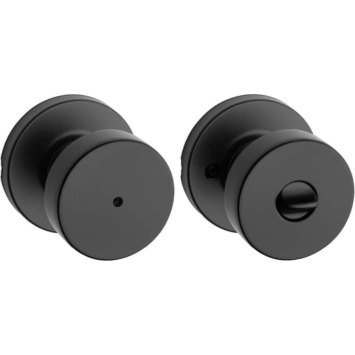 Kwikset Pismo Privacy Locking Door Knob, Interior Handle with Keyless Lock for Bedroom and Bathroom Doors,