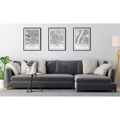 Kate and Laurel Sylvie London Modern Map Framed Canvas by Jake Goossen