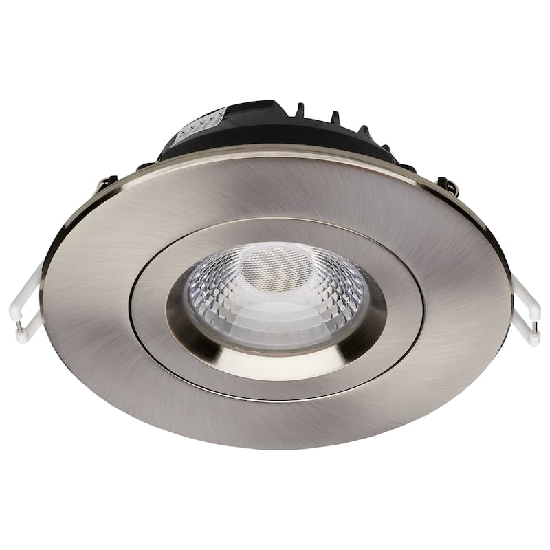 12W LED Direct Wire Downlight Gimbaled 4In CCT Selectable Round Remote Driver Brushed Nickel 850L - Brushed Nickel