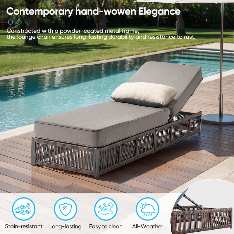 Pocassy 6 Pieces Patio Chaise Lounge Chair with Adjustable Backrest