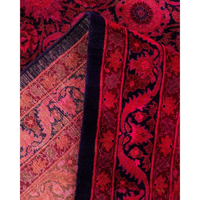 Overton Handknotted Wool Vintage Inspired Contemporary Overdyed Blue Area Rug - 15' 10" x 11' 10"