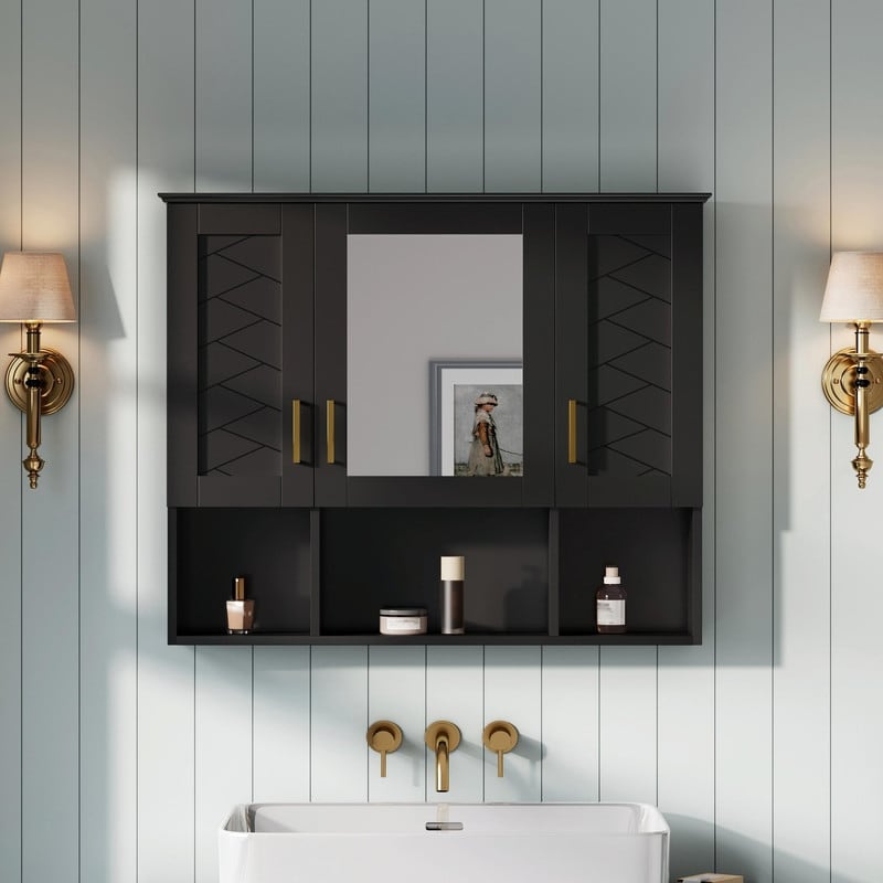 35" 2-in-1 Wall-Mounted Medicine Cabinet - High-Definition Mirror with Storage, Adjustable Shelves & Soft-Close Doors